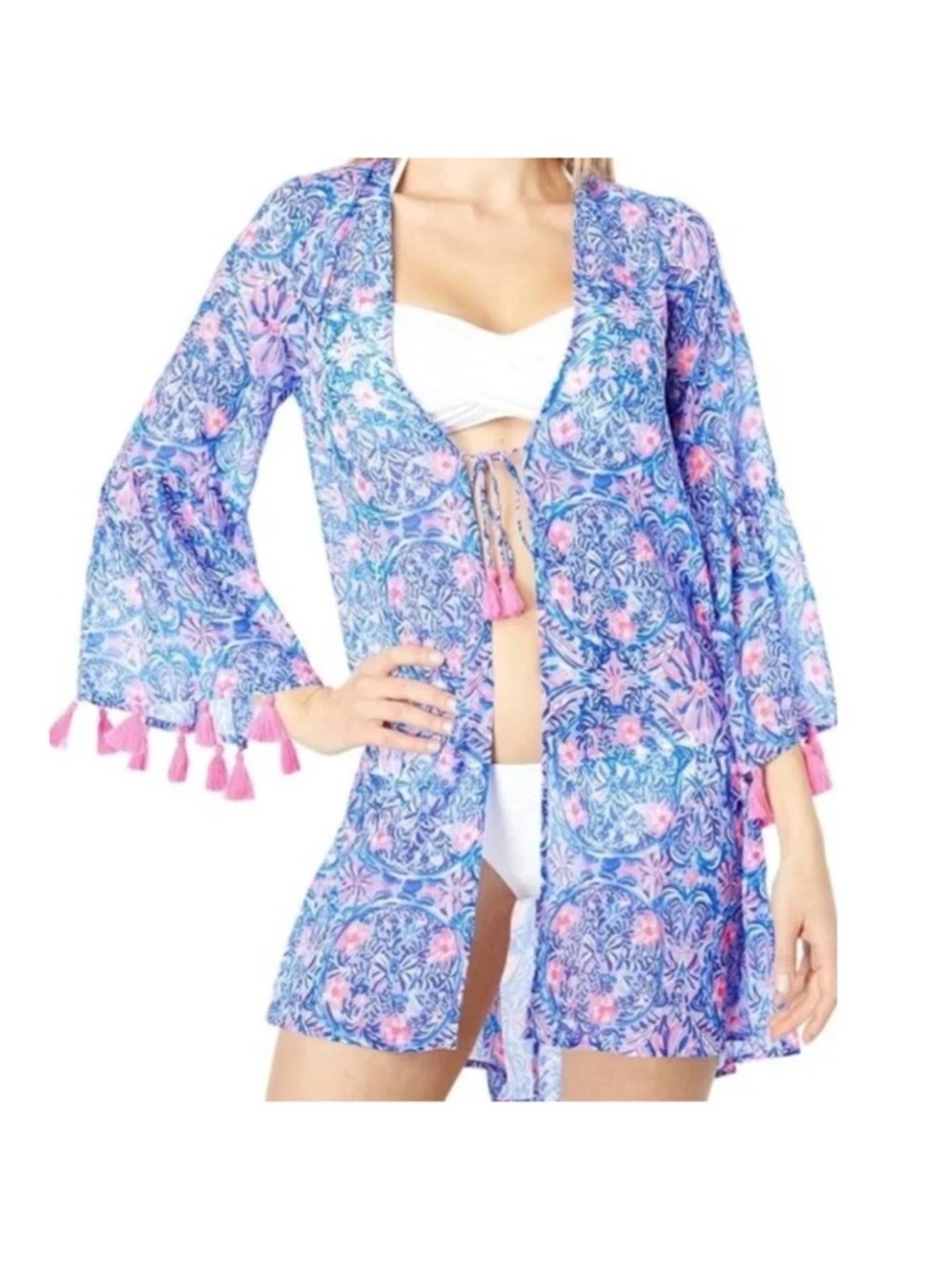 Lilly Pulitzer Motley Cover-Up Large Blue Peri Takin’ It Easy EUC